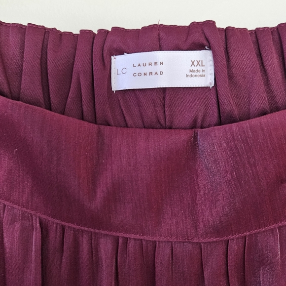 NWT LC Lauren Conrad Silky Burgundy Tiered A-Line Midi Skirt Plus Size XXL 1219 - Picture 5 of 14
